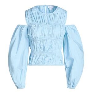 Topshop Long Sleeve Off The Shoulder Poplin Cold Shoulder Blouse